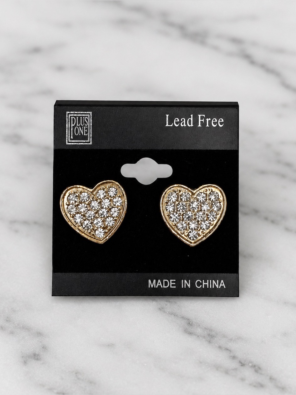Plus One Lead free silver-tone heart stud earrings